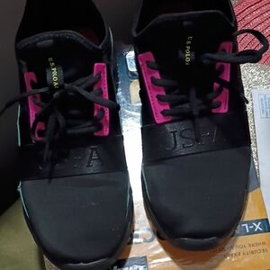 U.S. Polo Assn. Women's Black Sneakers with Pink Highlights